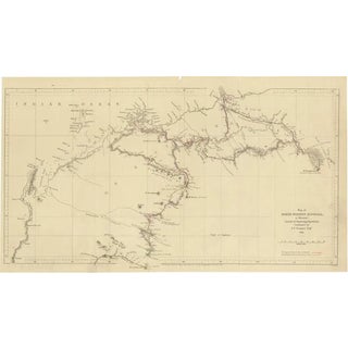 Map of Gregory's Expedition Into the North West of Australia, 1860s For Sale