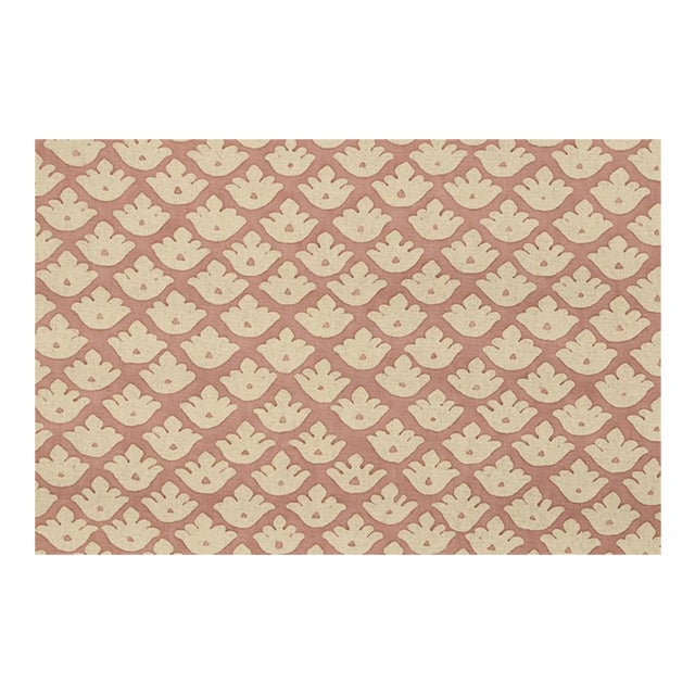 Old World Weavers "Luca" Rose on Cream Satin Printed Cotton Drapery Fabric for Scalamandre - 62.5 inches/1.74 Yards For Sale