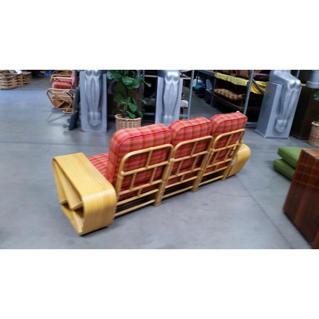 Mid Century ten-strand square pretzel arm rattan 3-seater sectional sofa with custom-made cushions available C.O.M. and...