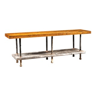 1940s Vintage Industrial Butcher Block Harvest Table For Sale