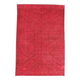 Embroidered Red Overdyed Kilim Rug For Sale