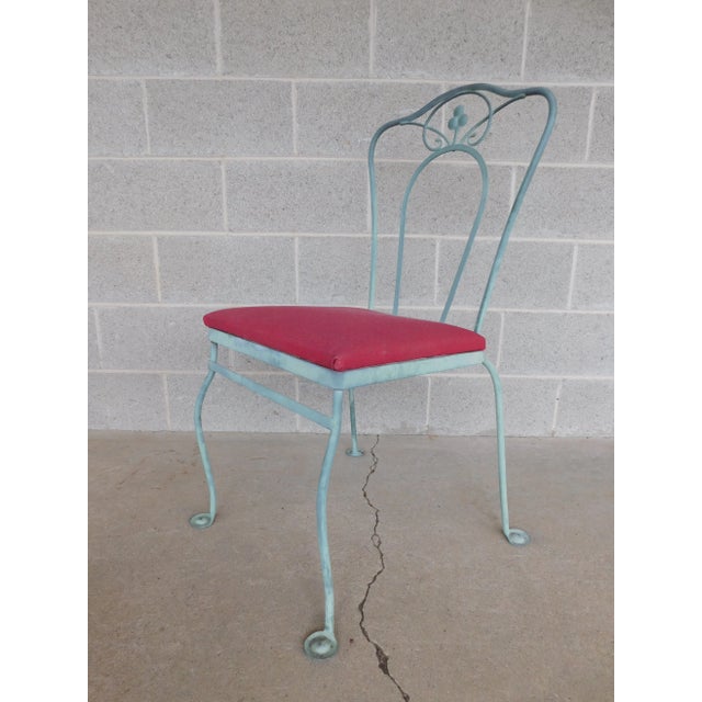 Vintage Woodard Style Wrought Iron Outdoor Dining Set For Sale - Image 9 of 18