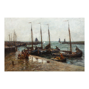 “Dutch Herring Fleet” Dockside Barbizon Painting by Robert Weir Allan r.s.A