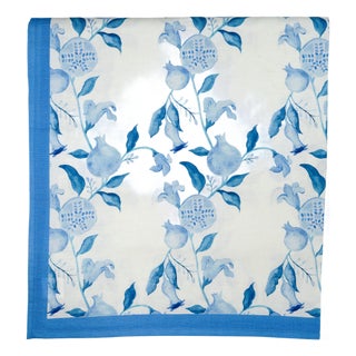 Blue & White Pomegranate Tablecloth For Sale