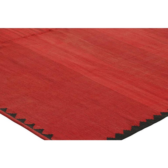 1950s Vintage Kilim With Red Open Field and Geometric Border, From Rug & Kilim For Sale - Image 5 of 7