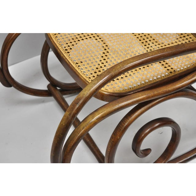 Vintage Mid Century Modern Thonet Style Bentwood & Cane Rocker Rocking Chair (B) For Sale - Image 17 of 18