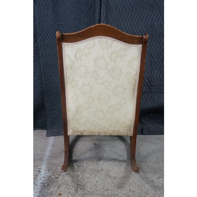 Antique American Victorian Rose Carved Walnut Lincoln Rocking Chair Rocker For Sale - Image 13 of 18