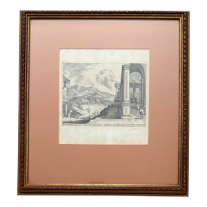 Rare Original 1687 Biblical Scene Copper Plate Engraving With Classical Architecture