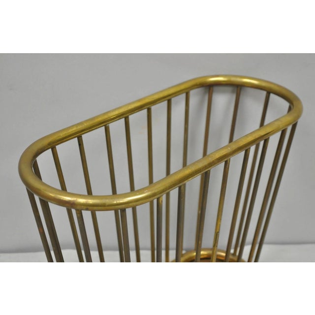 Gold Vintage Gatco Mid Century Modern Solid Brass Spindle Modernist Magazine Rack For Sale - Image 8 of 16
