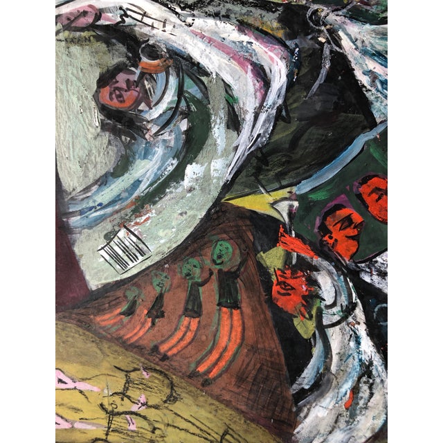 David Aronson, Modernist Orchestra Musical Gouache Painting Boston Expressionist, c.1950s For Sale - Image 9 of 11
