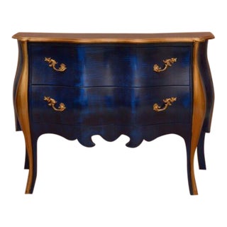 Louis XV Antique Style Blue With Gold Commode For Sale