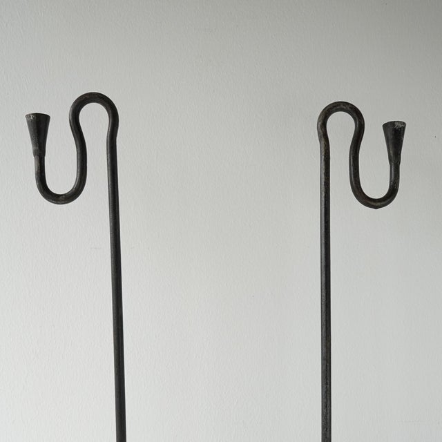 Sculptural Mid 20th Century Wrought Iron Forged Candle Holders For Sale - Image 16 of 16