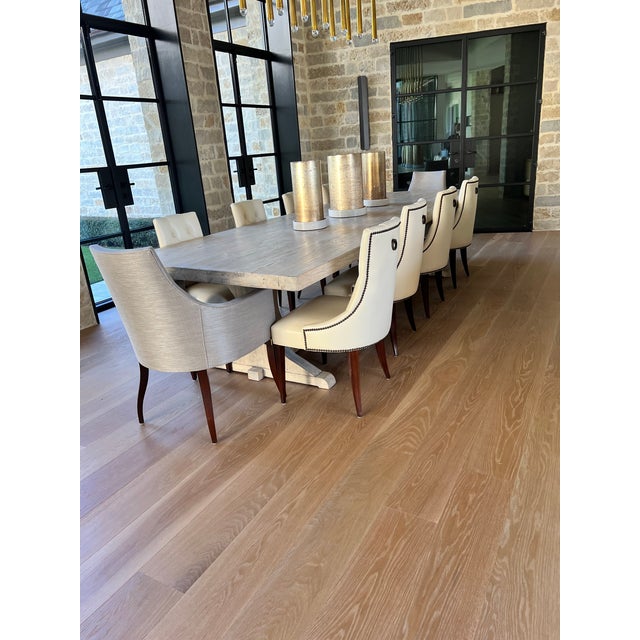 2010s Baker Furniture Thomas Pheasant Ritz Dining Leather Chairs + Two Baker Hostess Chairs - Set of 10 For Sale - Image 5 of 15