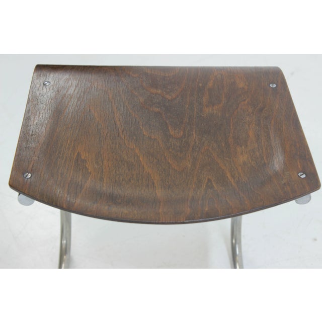 1940s Vintage Bauhaus Chromed Stool by Mart Stam for Mücke Melder For Sale - Image 5 of 8
