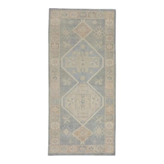 Early 21st Century Early 21st Century Multicolor Handwoven Turkish Oushak Runner 3'9" X 8'6" For Sale
