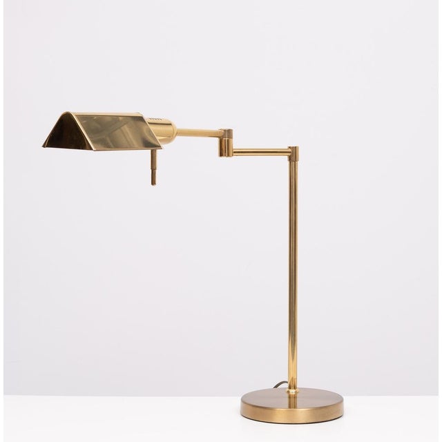Metal Vintage Swing Arm Desk Lamp in Brass, 1980s For Sale - Image 7 of 9
