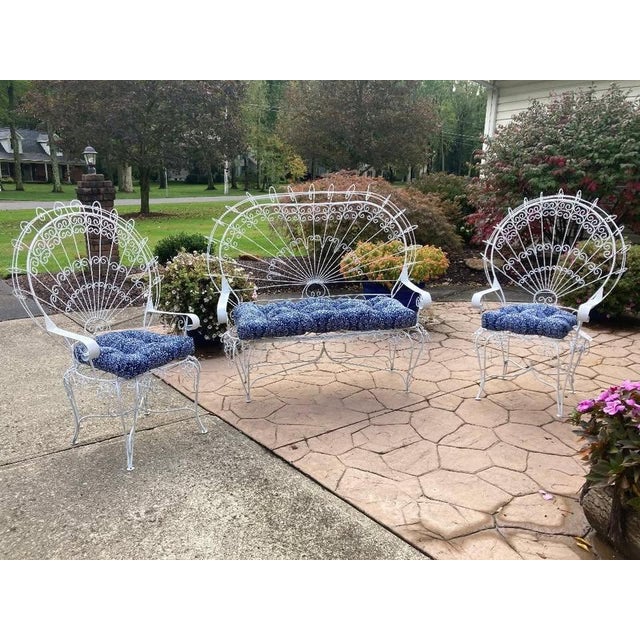 Art Nouveau Stunning Vintage Salterini Peacock Chair, 3 Pieces, Attributed For Sale - Image 3 of 4