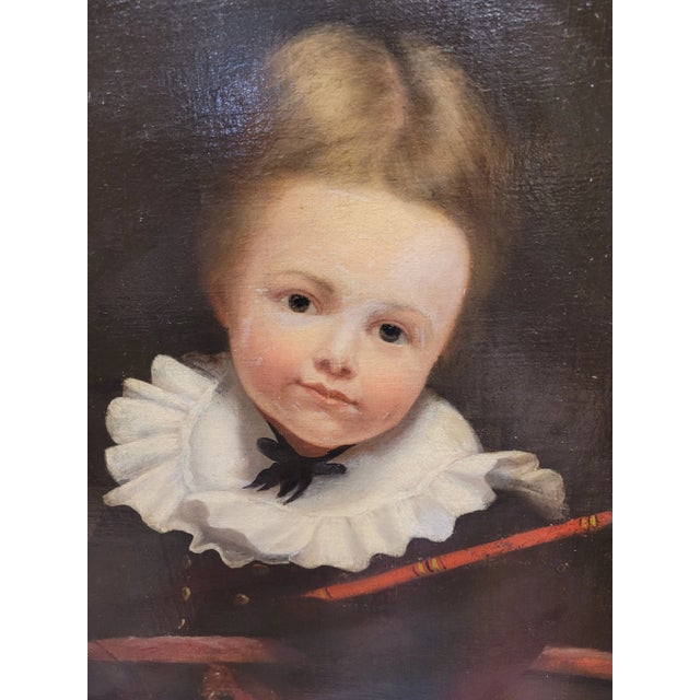American Shool Early 19th Century Painting of a Young Boy For Sale - Image 9 of 11