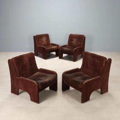 Vintage Armchairs in Fabric, Italy, 1970s, Set of 4 For Sale - Image 9 of 9