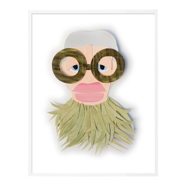 Iris with Tortoise Shell Glasses by Melvin G in White Framed Paper, Medium Art Print For Sale