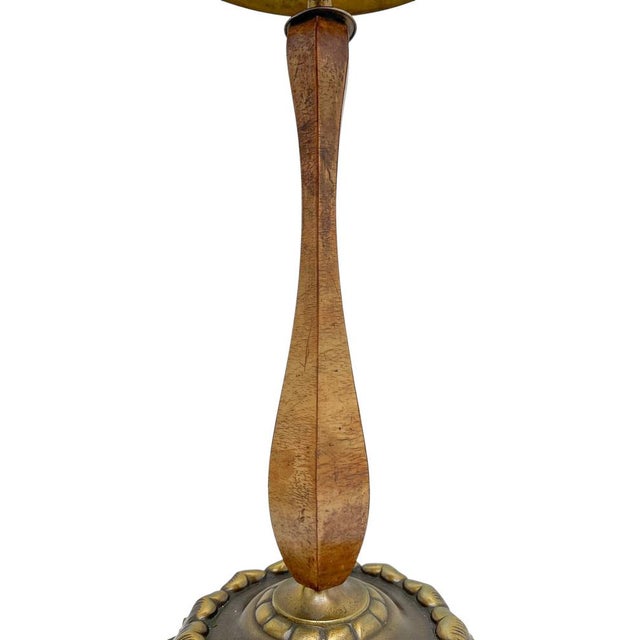 Vintage French Art Nouveau Brass and Wood Desk Lamp, 1920s For Sale - Image 12 of 15