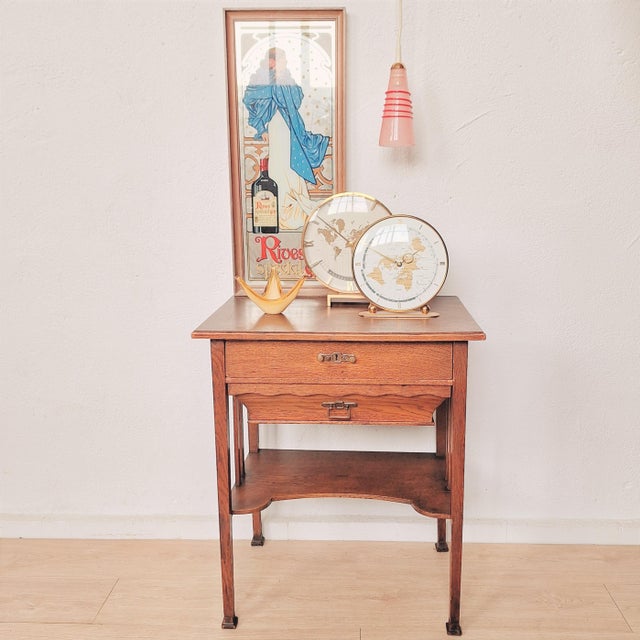 Art Nouveau Wooden Sewing Table with Drawers, 1890s For Sale - Image 5 of 6