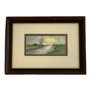 River Sailing Watercolor Framed Painting