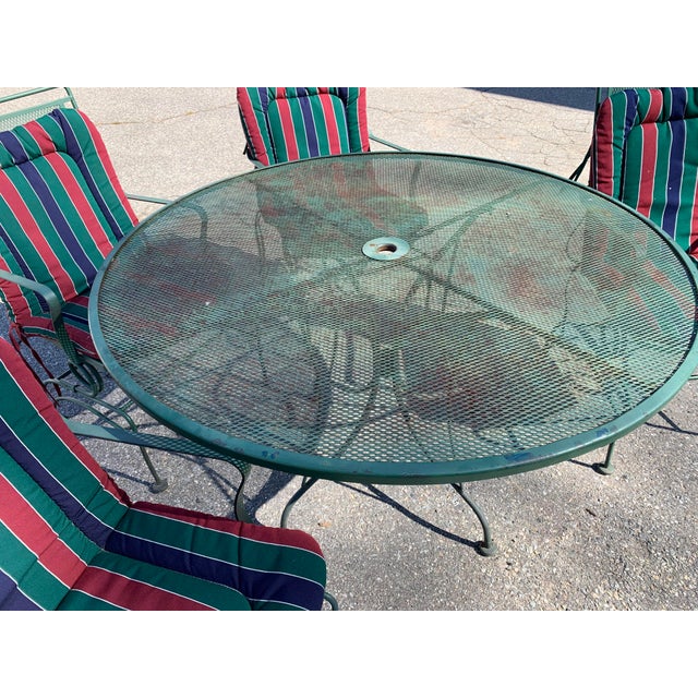 Mid-Century Modern Vintage Wrought Iron Patio Dining Set For Sale - Image 3 of 11