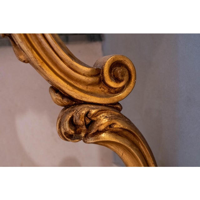 Wood Vintage Italian Giltwood Marble Top One Leg Hall Table For Sale - Image 7 of 11