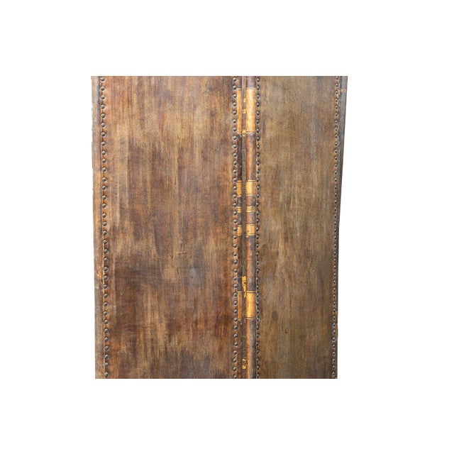 1920s Leather Four Panel Screen For Sale - Image 4 of 7