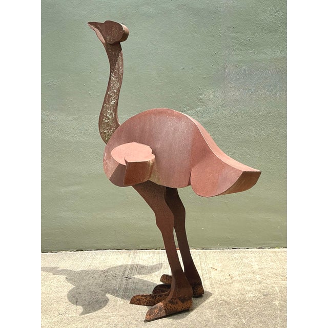Late 20th Century Vintage Monumental Patinated Metal Ostrich Sculpture For Sale - Image 5 of 12