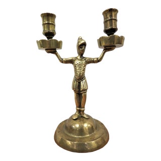 Vintage French Brass Candlestick Holder For Sale