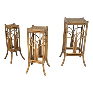 Bamboo Nesting Plant Stands, 1970s, Set of 3 For Sale