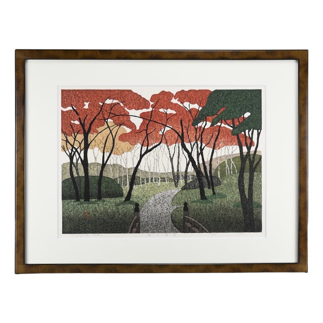 Kazuyuki Ohtsu, Autumn Garden, 1999, Woodblock Print, Framed For Sale