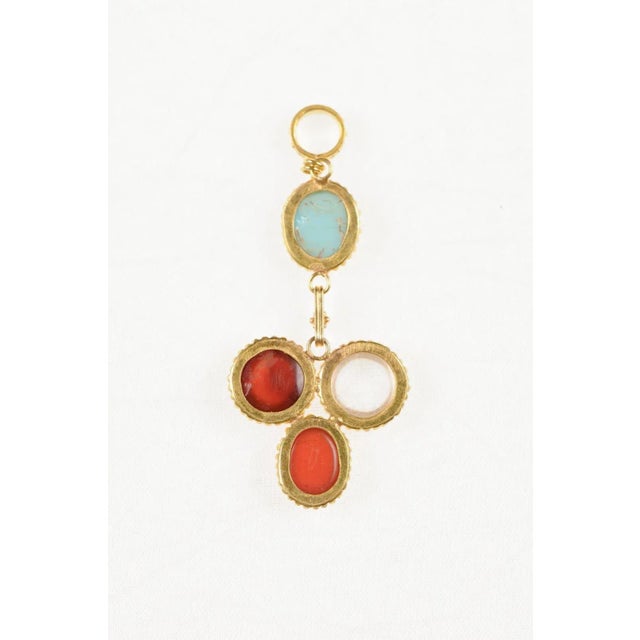 Antique Roman Glass & 21k Gold Drop Pendant For Sale - Image 9 of 9