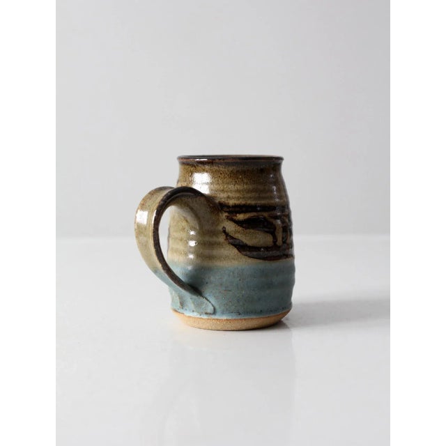 Brown Vintage Studio Pottery Mug For Sale - Image 8 of 13