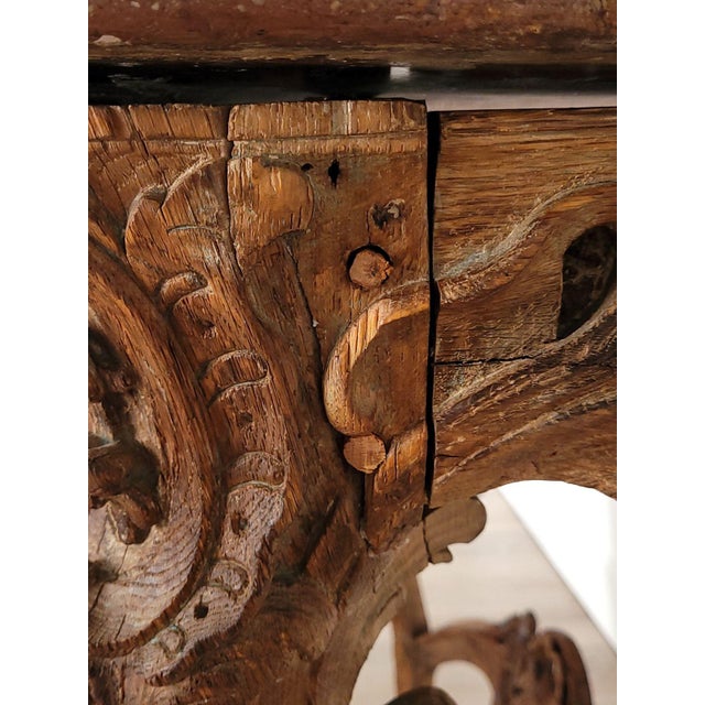 Brown French Oak Régence Period Marble Topped Console, Early 18th Century. Restored For Sale - Image 8 of 10