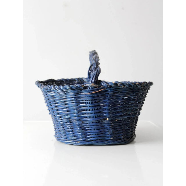 Vintage Blue Harvest Basket For Sale - Image 4 of 9
