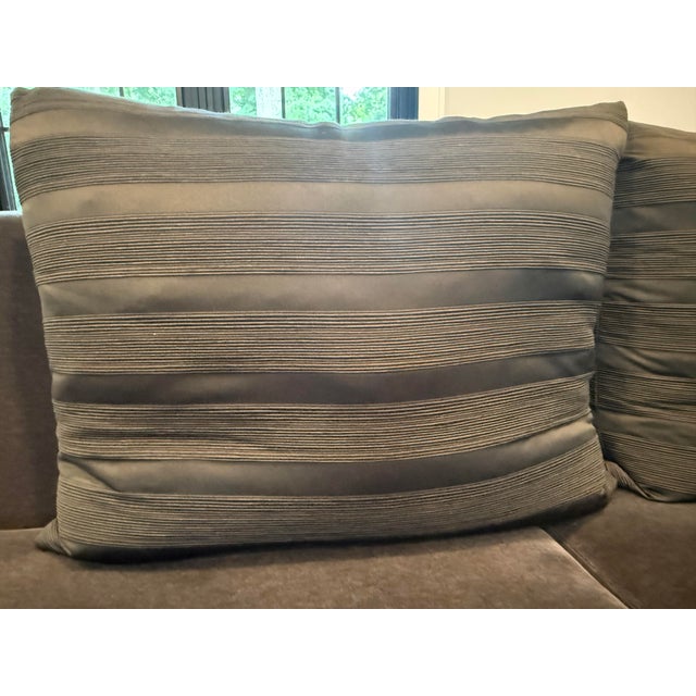 Charcoal Charcoal Gray/Black Sectional Sofa W Armani Fabric Pillows For Sale - Image 8 of 12