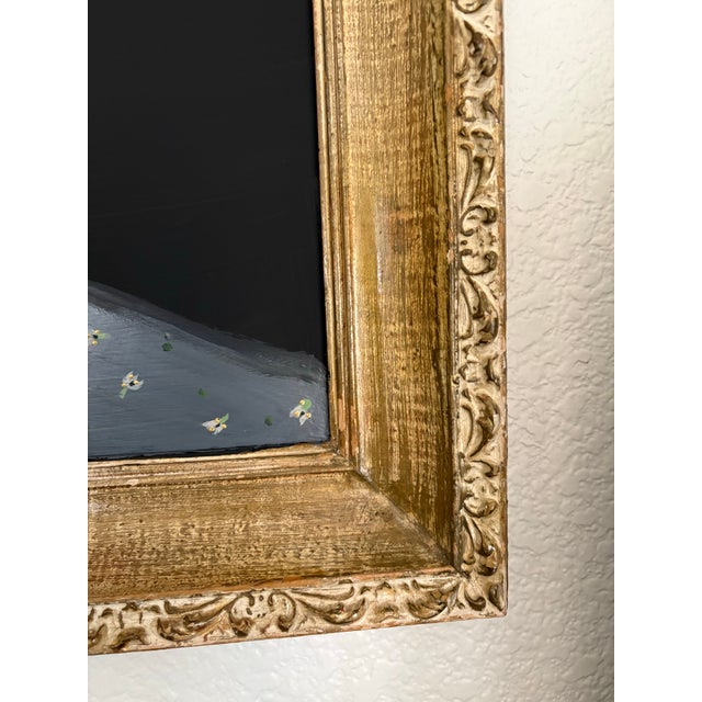 Vintage Framed Original Floral Primitive Painting For Sale - Image 4 of 7