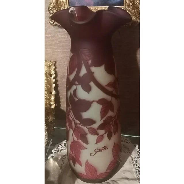 Art Glass Vase with Purple Flowers by Emile Galle, 1890s For Sale - Image 4 of 5