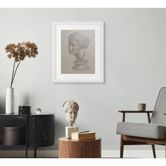 “Venus De Milo” Original Classic Head Drawing Pencil on Paper by Anna Novick For Sale In Los Angeles - Image 6 of 8