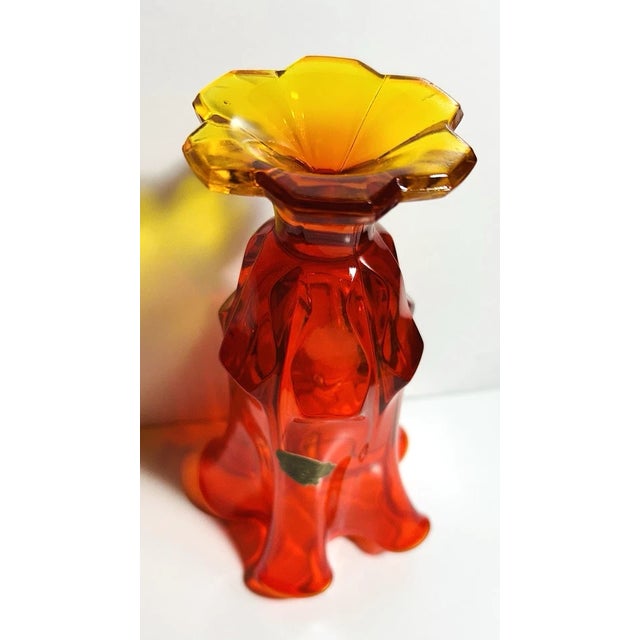 Mid-Century Modern Vintage MCM Fenton Glass Handkerchief Amberina Red Vase For Sale - Image 3 of 6