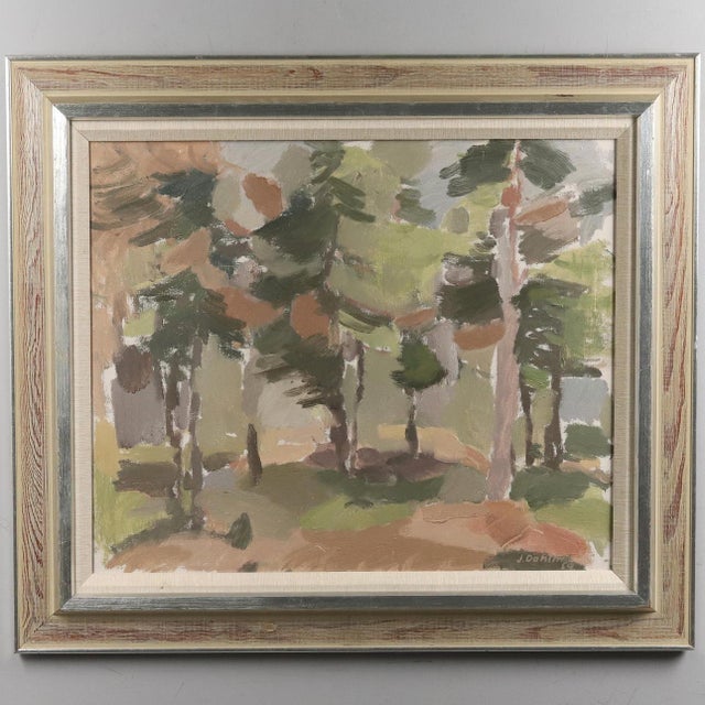 Original Swedish Oil on Canvas – “Pine Forest” by Jan Dahlin – Signed and Dated 1959 – Framed – 71 × 62 cm (28.0" × 24.4")...