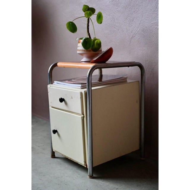 Beige Industrial Bedside Table, 1950s For Sale - Image 8 of 18