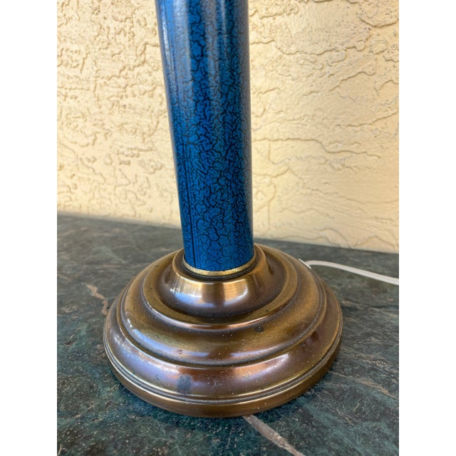 Metal Mid 20th Century Glass Shade Lamp For Sale - Image 7 of 10