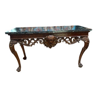 Chippendale Style Irish Marble Top Console Table For Sale