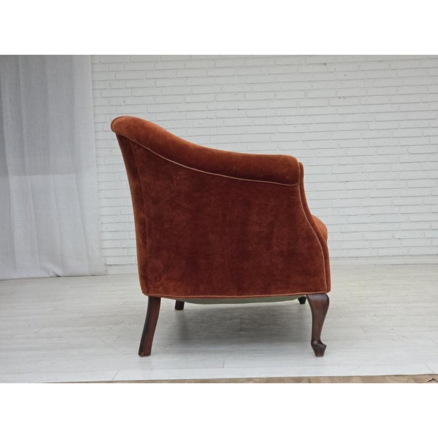Wood Danish 2-Seater Sofa in Velour and Oak, 1950s For Sale - Image 7 of 18