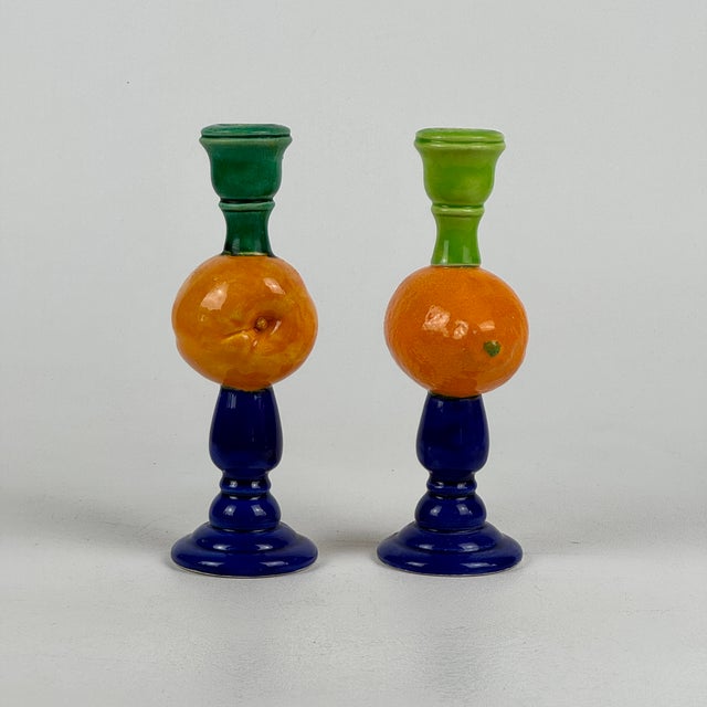 This is one of two pairs we have of these lively and unique David Heger of NY vintage candlestick holders. Each with a...