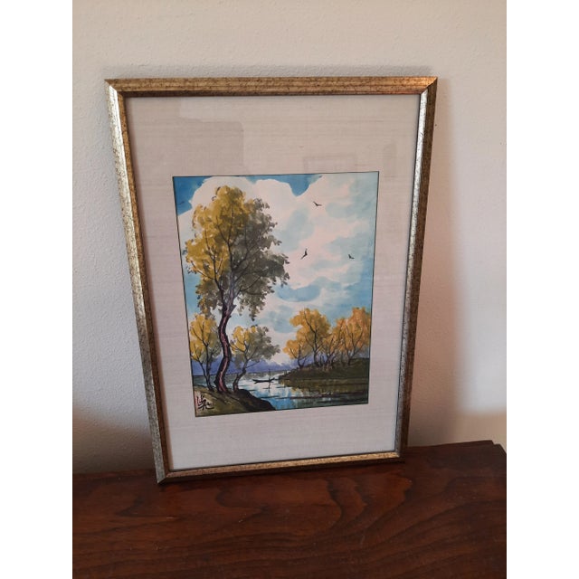 American Vintage Johnson Lee Watercolor Signed Painting Master Finger Painter For Sale - Image 3 of 8